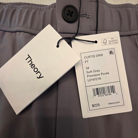 NWT Theory Men's Curtis Drawstring Precision Ponte Pants SZ 34 Grey Workwear - Picture 5 of 9
